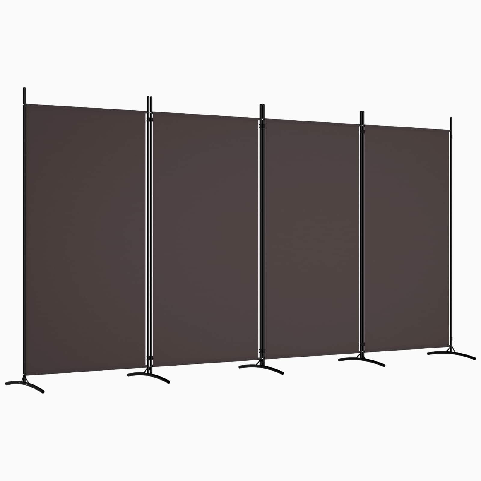 vidaXL 4-Panel Room Divider Brown 346x180 cm Fabric 2