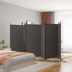 6-Panel Room Divider Fabric 520 x 180 cm Brown
