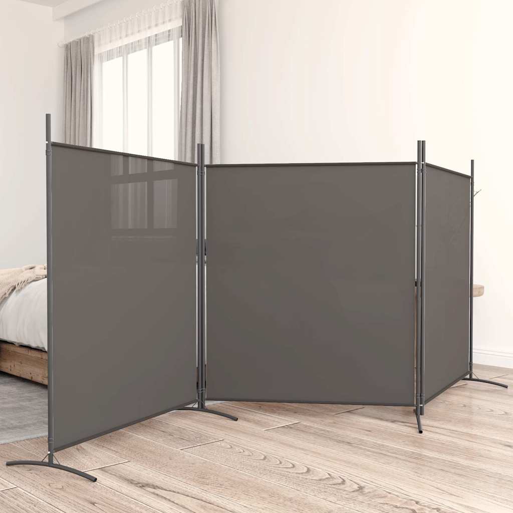 vidaXL 3-Panel Room Divider Anthracite 525x180 cm Fabric 1