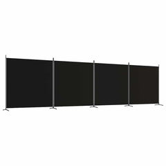 vidaXL 4-Panel Room Divider Black 698x180 cm Fabric 2