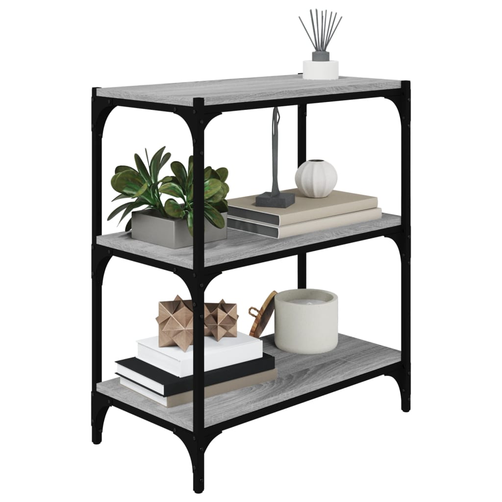 vidaXL Book Cabinet Grey Sonoma 60x33x70.5 cm Engineered Wood and Steel 4