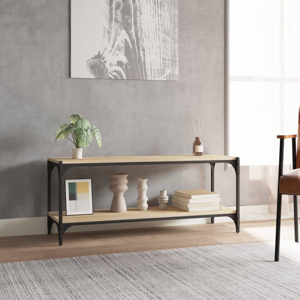 vidaXL TV Cabinet Sonoma Oak 100x33x41 cm Engineered Wood and Steel 3