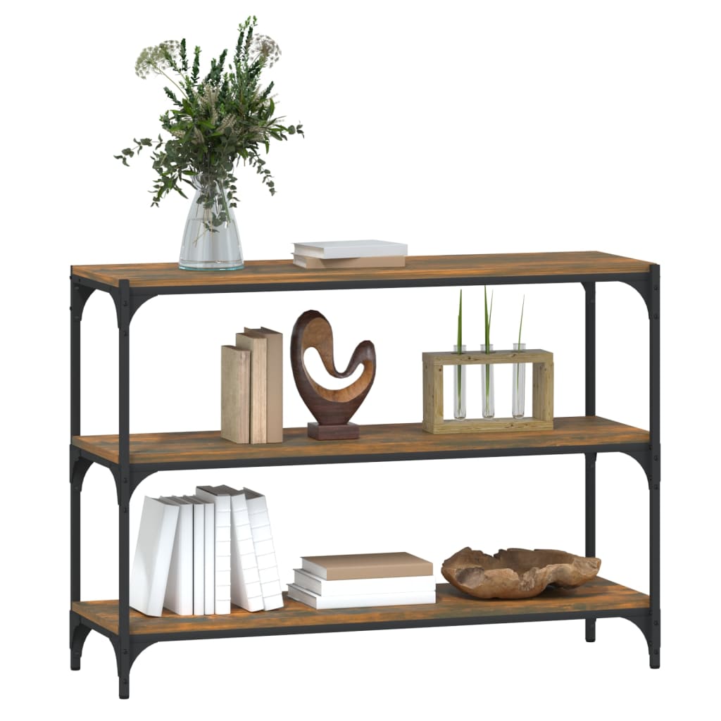 vidaXL Book Cabinet Smoked Oak 100x33x70.5 cm Engineered Wood and Steel 4