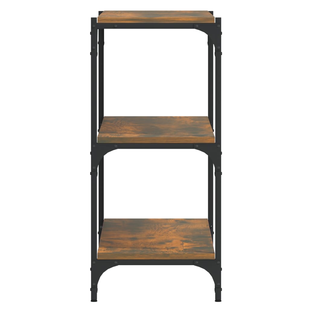vidaXL Book Cabinet Smoked Oak 100x33x70.5 cm Engineered Wood and Steel 6