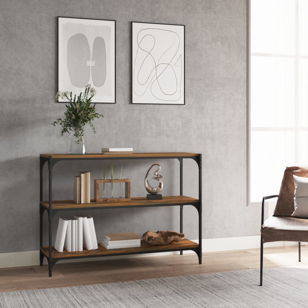 vidaXL Book Cabinet Smoked Oak 100x33x70.5 cm Engineered Wood and Steel 1
