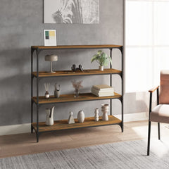 Book Cabinet 60x33x100 cm Engineered Wood and Steel Smoked oak