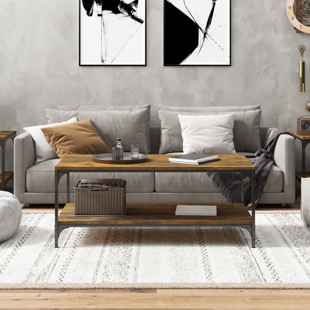 vidaXL Coffee Table Smoked Oak 100x50x40 cm Engineered Wood 3