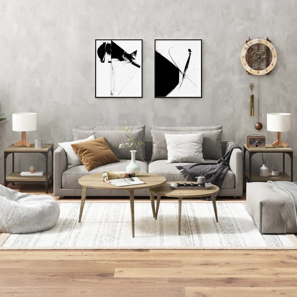vidaXL Side Tables 2 pcs Sonoma Oak 40x40x40 cm Engineered Wood 1