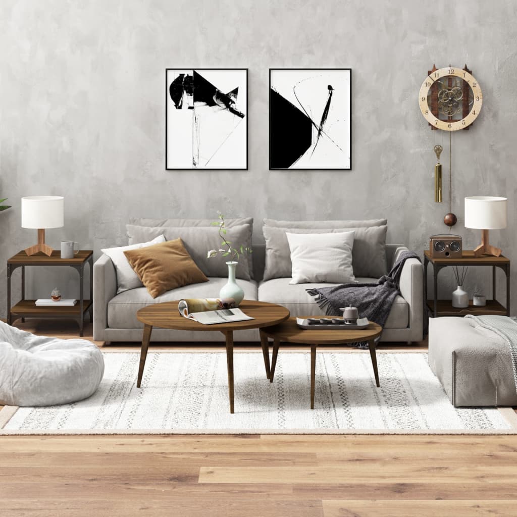 vidaXL Side Tables 2 pcs Brown Oak 40x40x40 cm Engineered Wood 1