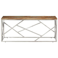 vidaXL Coffee Table Silver Stainless Steel and Solid Reclaimed Wood 3