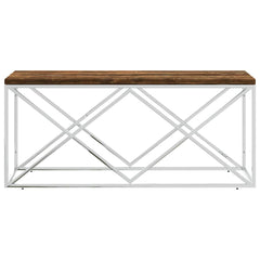 vidaXL Coffee Table Stainless Steel and Solid Wood Reclaimed 3