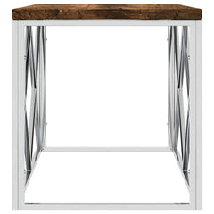 vidaXL Coffee Table Stainless Steel and Solid Wood Reclaimed 4