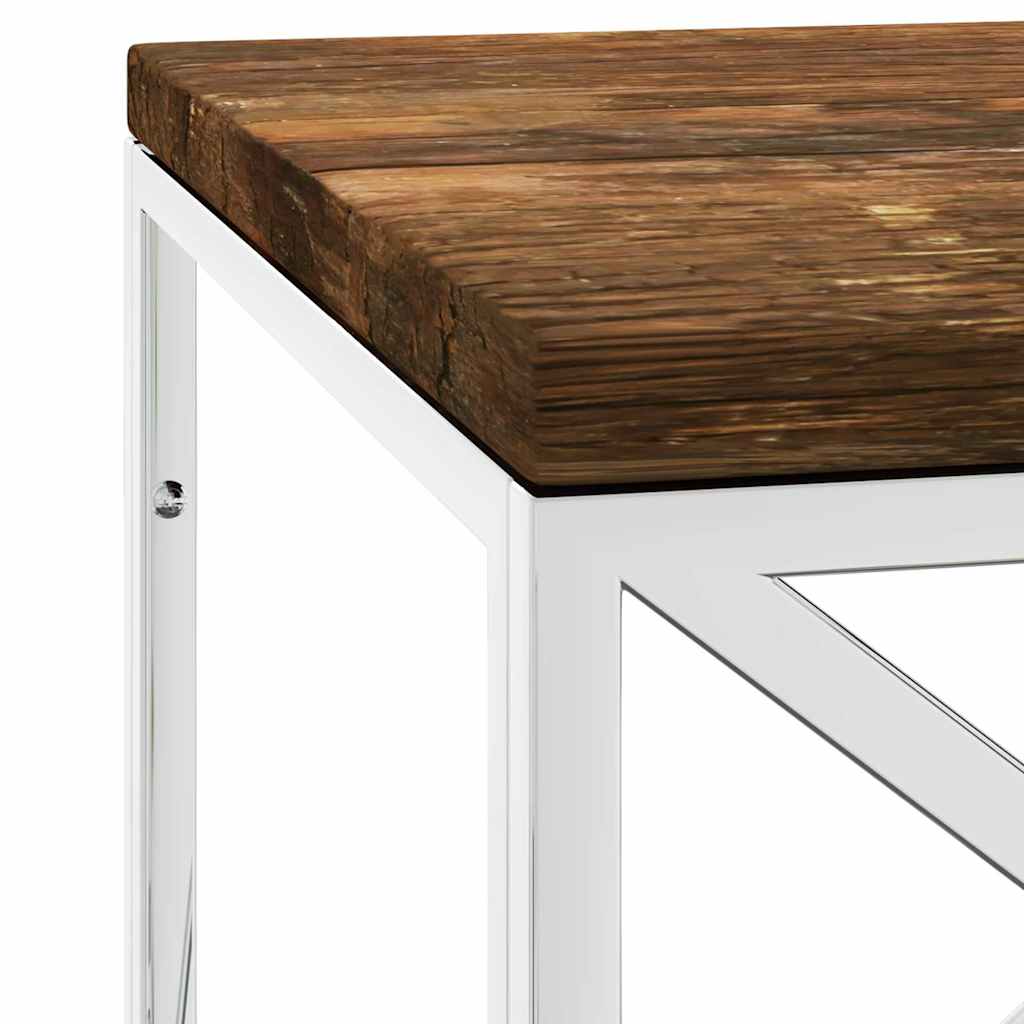 vidaXL Coffee Table Stainless Steel and Solid Wood Reclaimed 5
