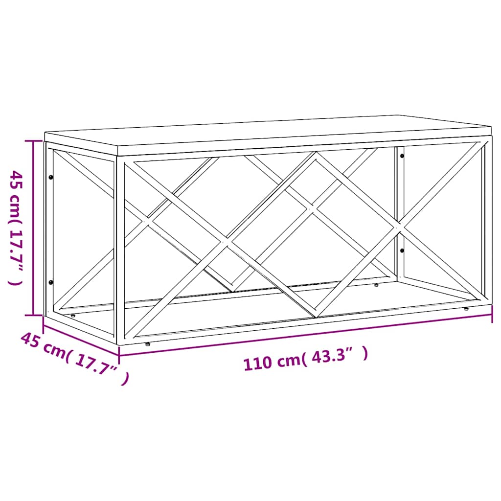 vidaXL Coffee Table Stainless Steel and Solid Wood Reclaimed 6