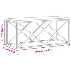 vidaXL Coffee Table Stainless Steel and Solid Wood Reclaimed 6