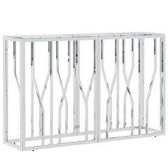 Console Table Stainless Steel and Solid Reclaimed Silver Glass