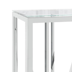 Console Table Stainless Steel and Solid Reclaimed Silver Glass