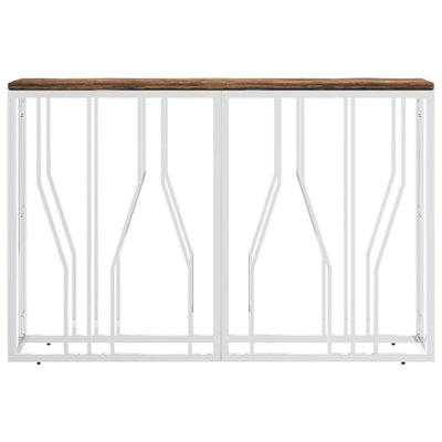 Console Table Stainless Steel and Solid Wood Reclaimed