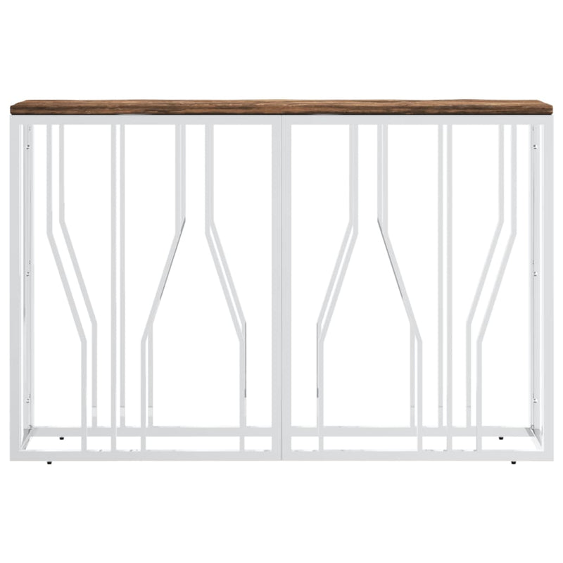 Console Table Stainless Steel and Solid Wood Reclaimed