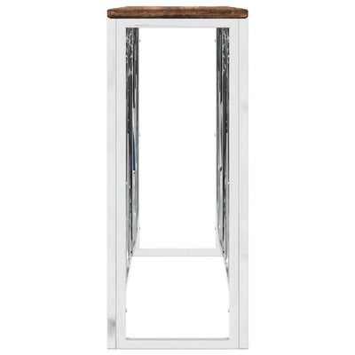 Console Table Stainless Steel and Solid Wood Reclaimed