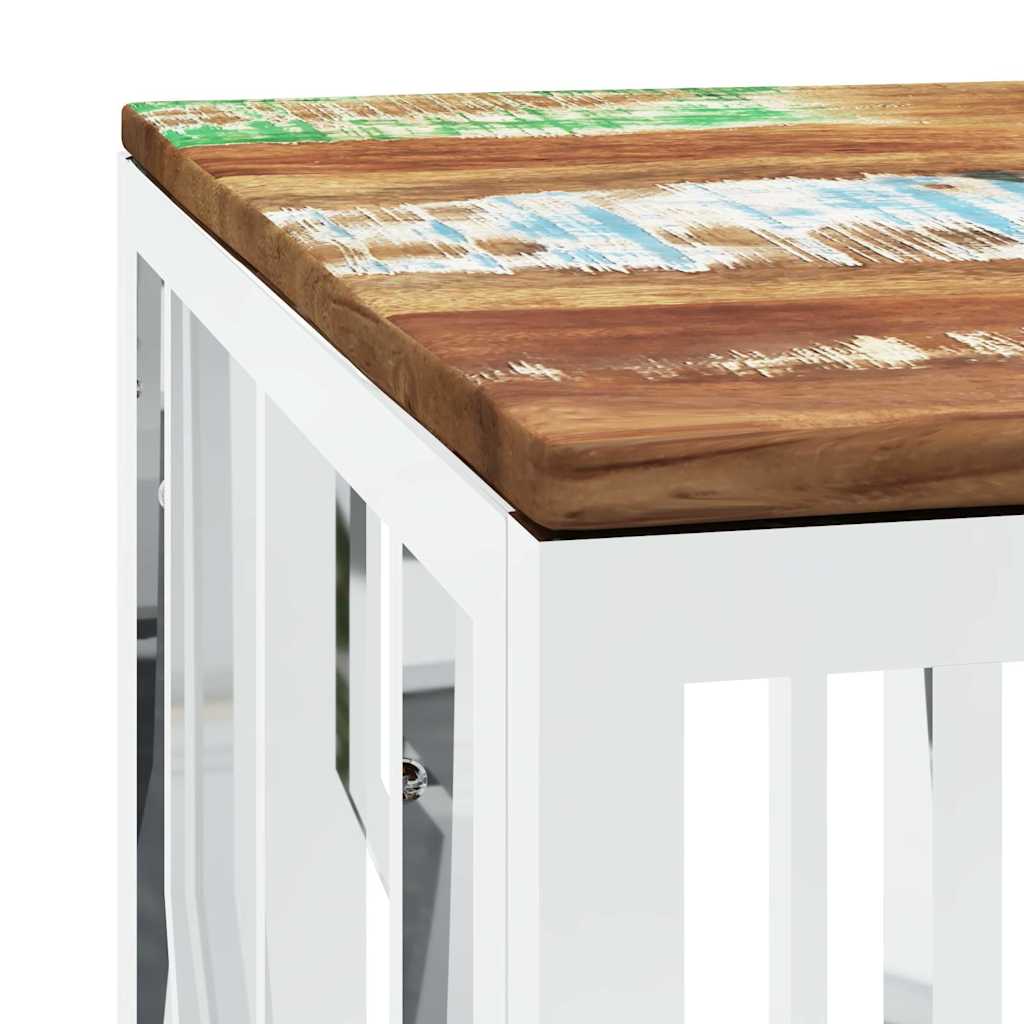 vidaXL Coffee Table Silver Stainless Steel and Solid Wood Reclaimed 5