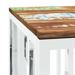 vidaXL Coffee Table Silver Stainless Steel and Solid Wood Reclaimed 5