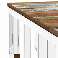 vidaXL Coffee Table Silver Stainless Steel and Solid Wood Reclaimed 5