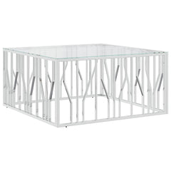 vidaXL Coffee Table 100x100x50 cm Stainless Steel and Glass 2