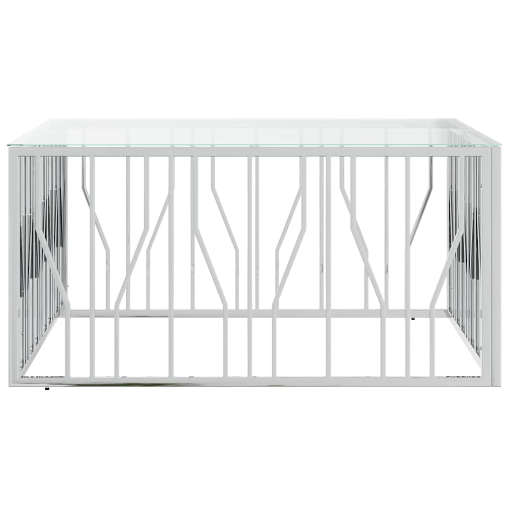 vidaXL Coffee Table 100x100x50 cm Stainless Steel and Glass 3