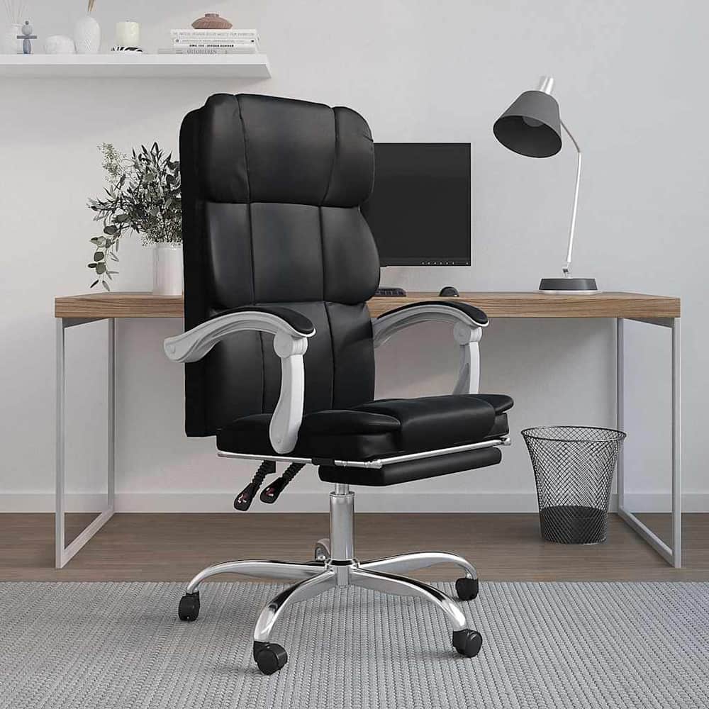 vidaXL Reclining Office Chair Black Faux Leather 1