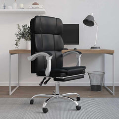 vidaXL Reclining Office Chair Black Faux Leather 1