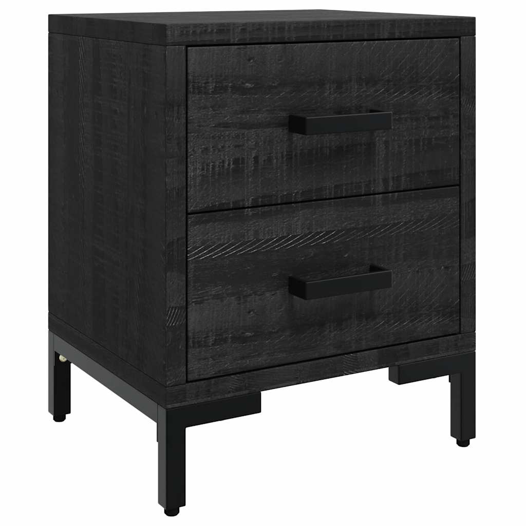vidaXL Bedside Cabinet Black 36x30x45 cm Solid Pinewood 2