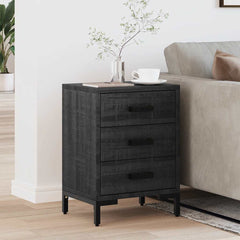 vidaXL Bedside Cabinet Black 36x30x54 cm Solid Pinewood 3