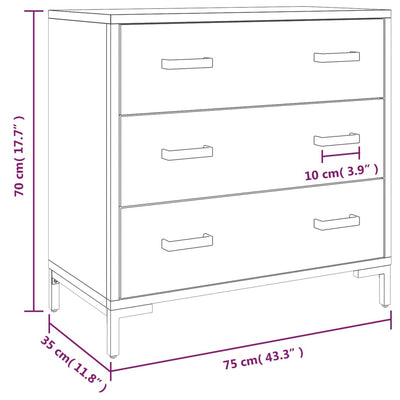 Cómoda 75x35x70 cm Madera Maciza de Pino