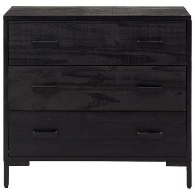 Cómoda Negra 75x35x70 cm Madera Maciza de Pino