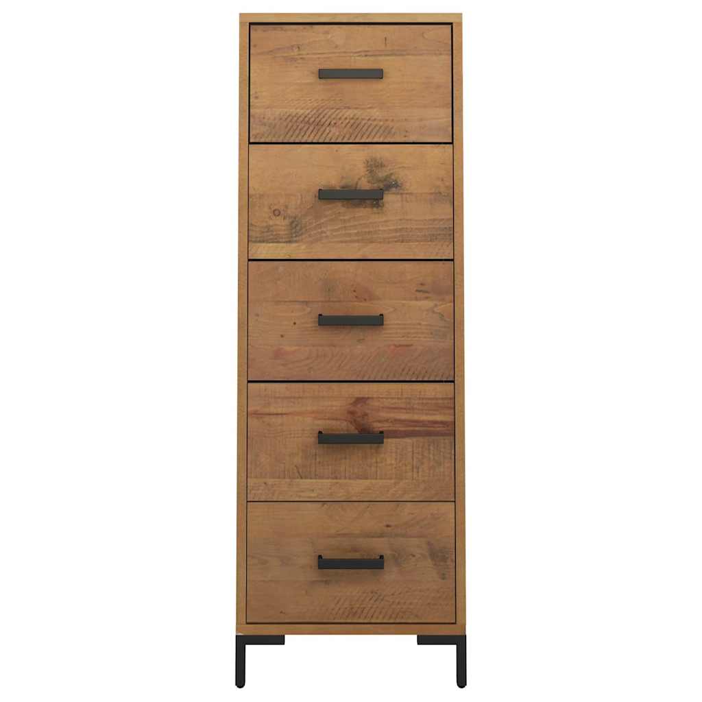 Chest of Drawers 42x35x110 cm Solid Pinewood Brown