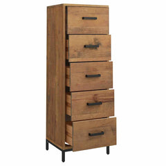 Chest of Drawers 42x35x110 cm Solid Pinewood Brown