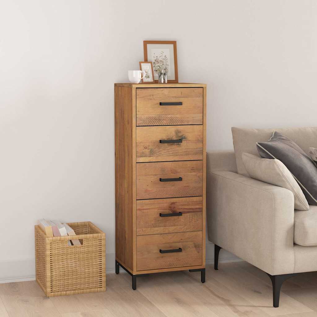 Chest of Drawers 42x35x110 cm Solid Pinewood Brown