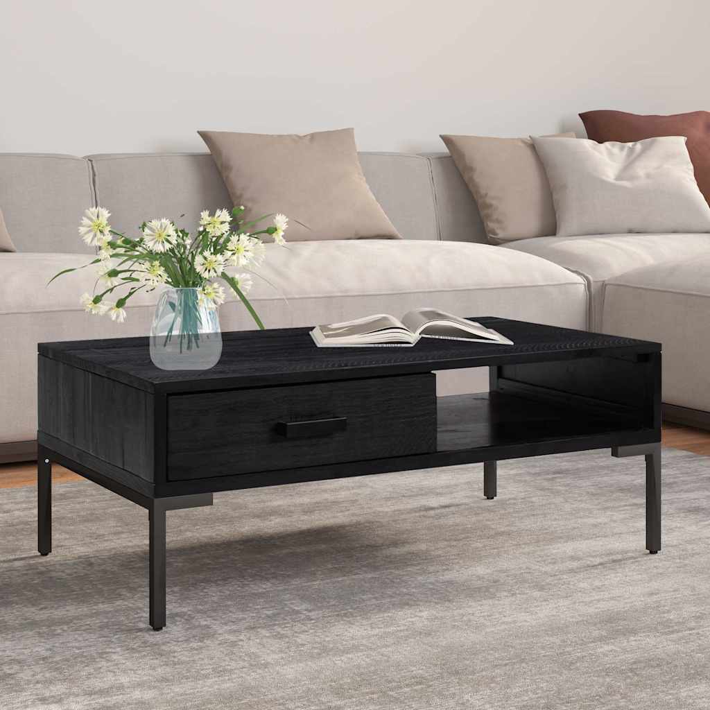 Coffee Table 90x50x35 cm Solid Pinewood Black