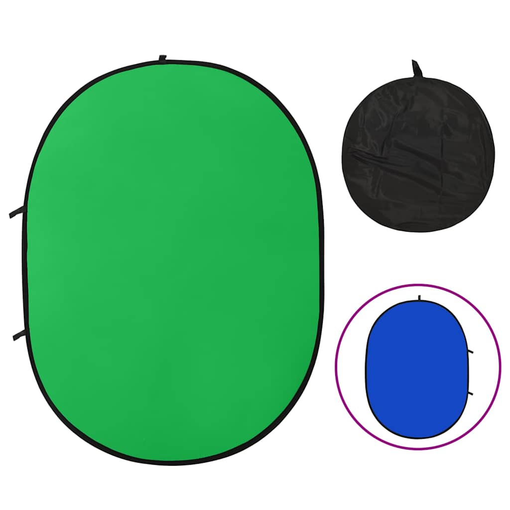 vidaXL 2 in 1 Oval Studio Background Screen Green and Blue 200x150 cm 1