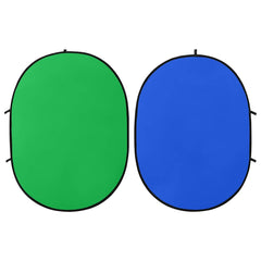 vidaXL 2 in 1 Oval Studio Background Screen Green and Blue 200x150 cm 2