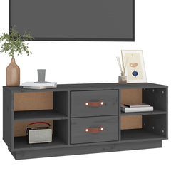 vidaXL TV Cabinet Grey 100x34x40 cm Solid Wood Pine 4