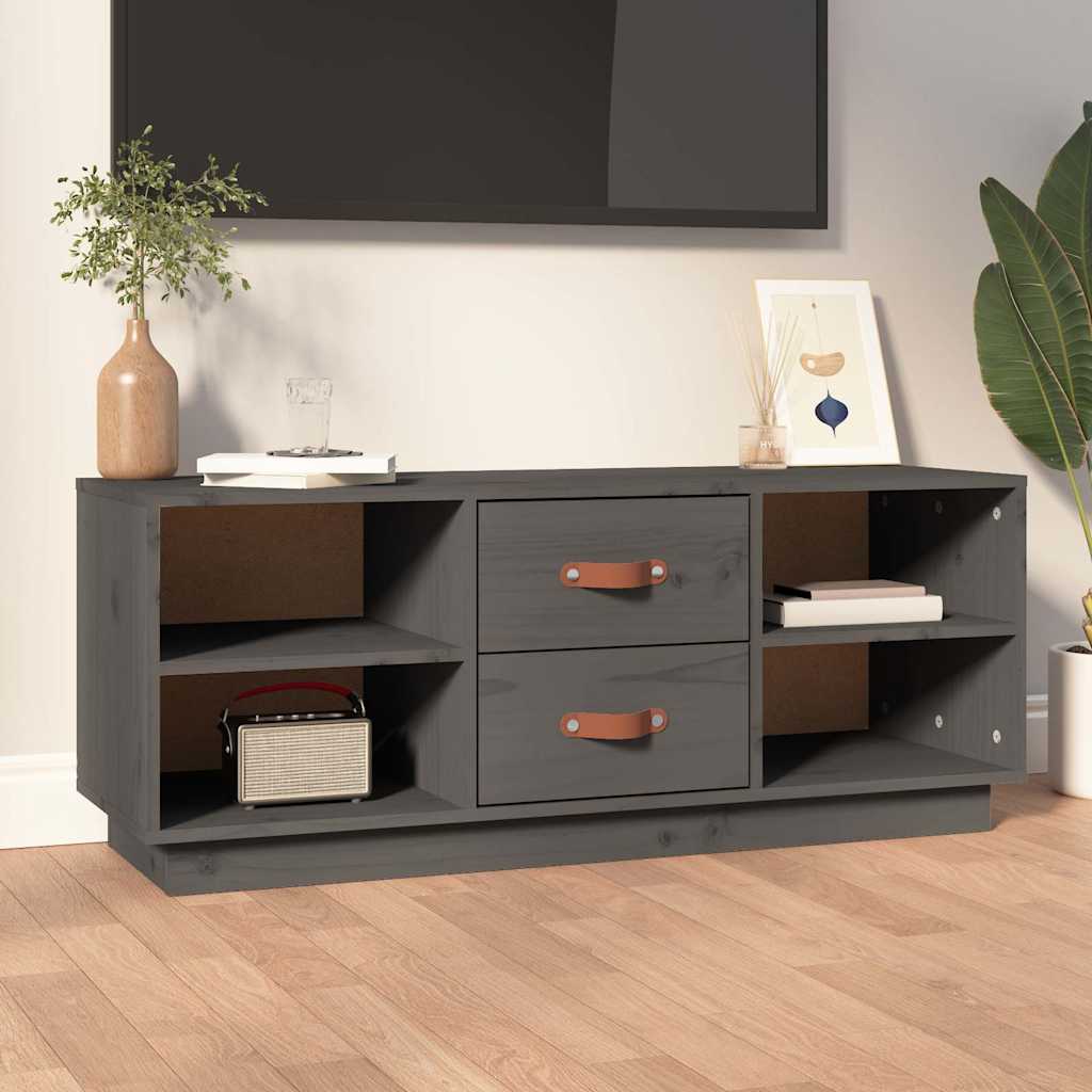 vidaXL TV Cabinet Grey 100x34x40 cm Solid Wood Pine 1