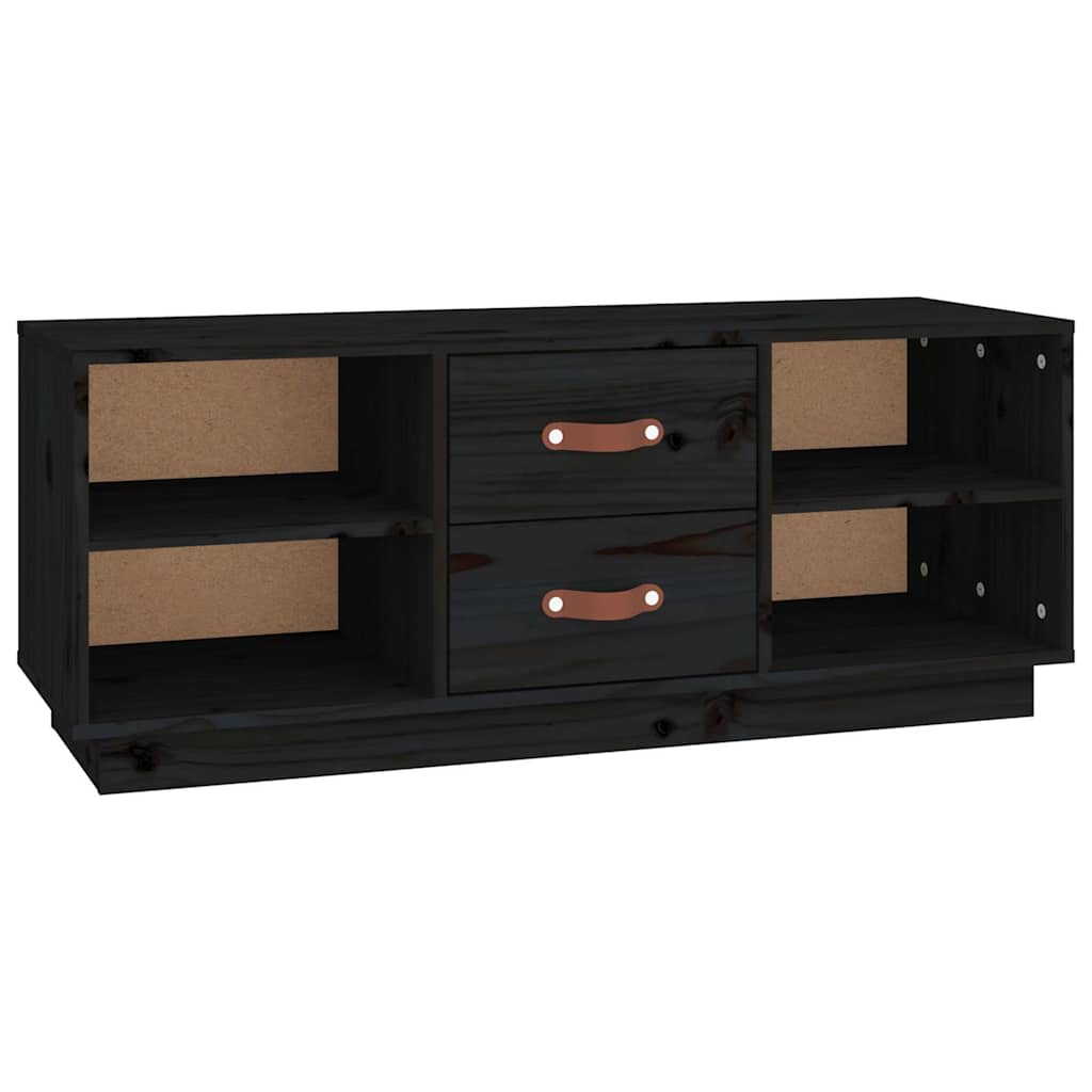 vidaXL TV Cabinet Black 100x34x40 cm Solid Wood Pine 2