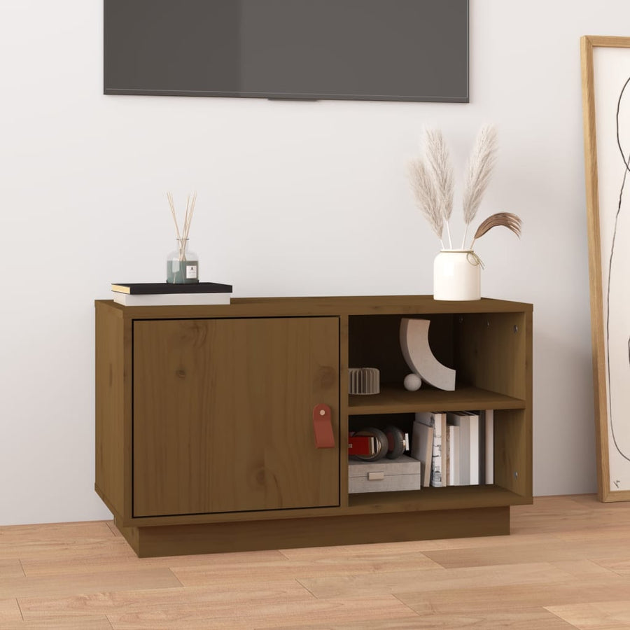 818238 vidaXL TV Cabinet Honey Brown 70x34x40 cm Solid Wood Pine 1