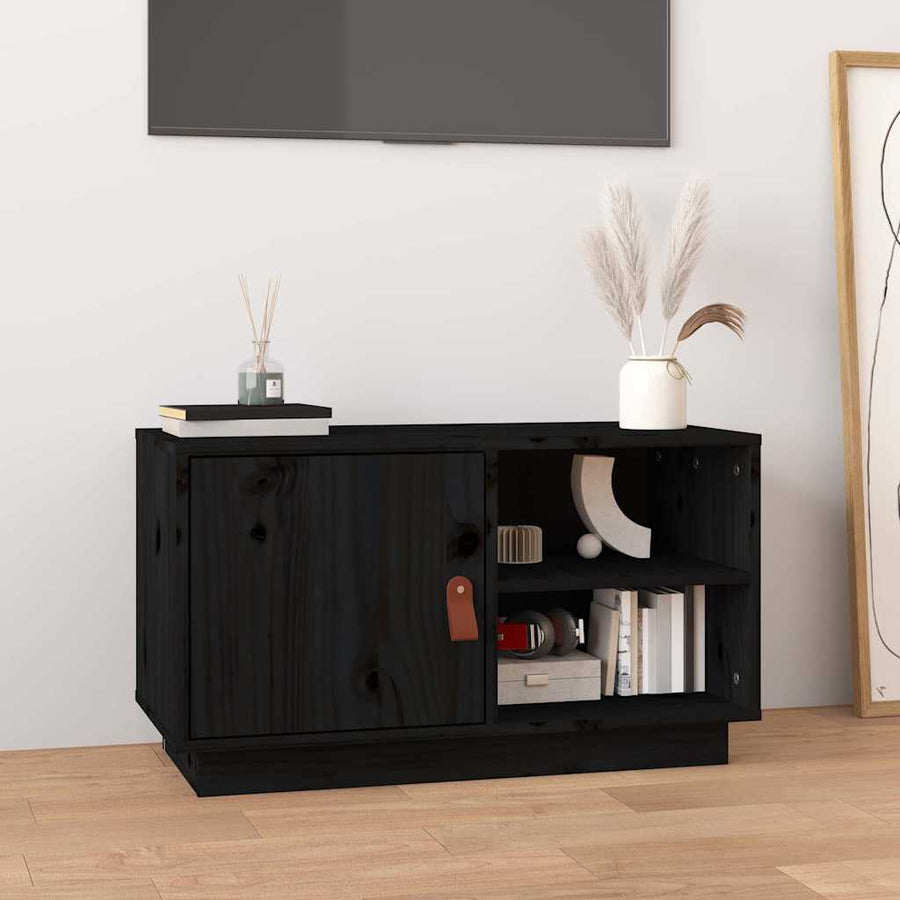 818239 vidaXL TV Cabinet Black 70x34x40 cm Solid Wood Pine 1