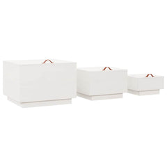 vidaXL Storage Box | Set of 3 | White | Solid pine wood | Large, Medium, Small 5