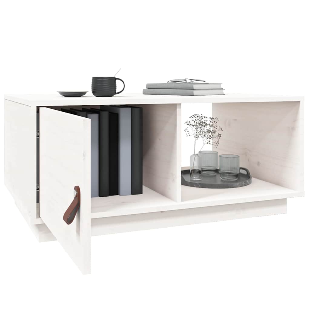 vidaXL Coffee Table White 80x50x35.5 cm Solid Wood Pine 5