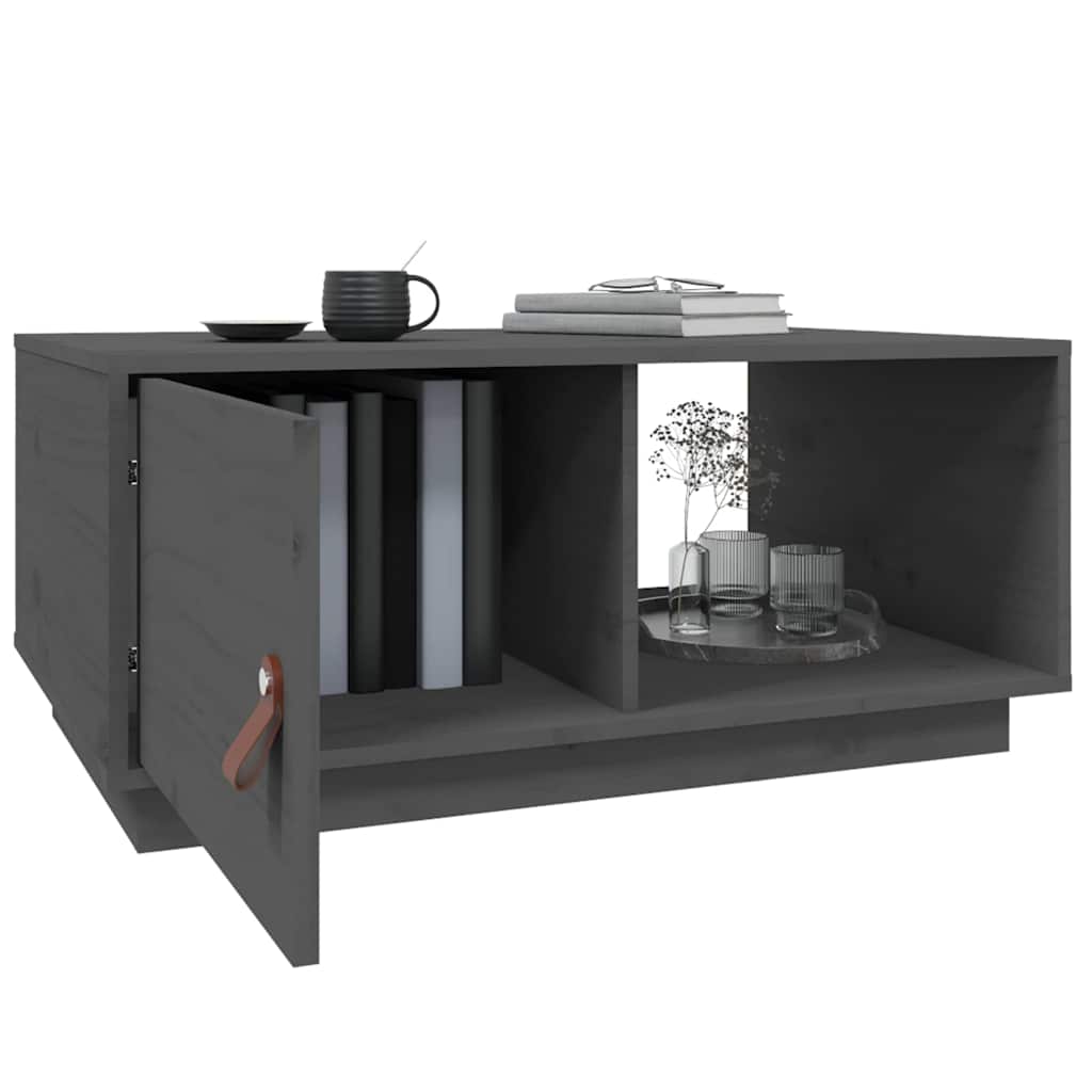 vidaXL Coffee Table Grey 80x50x35.5 cm Solid Wood Pine 5