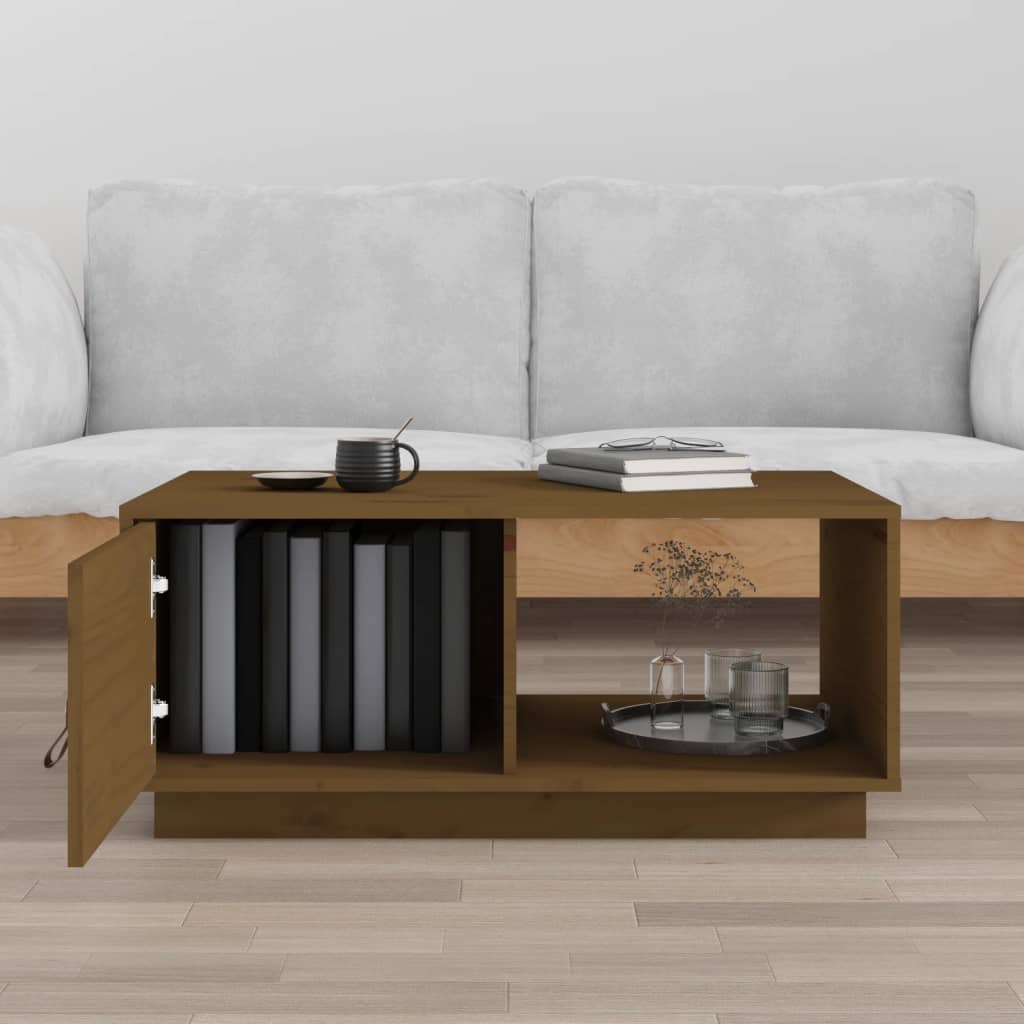 vidaXL Coffee Table Honey Brown 80x50x35.5 cm Solid Wood Pine 3
